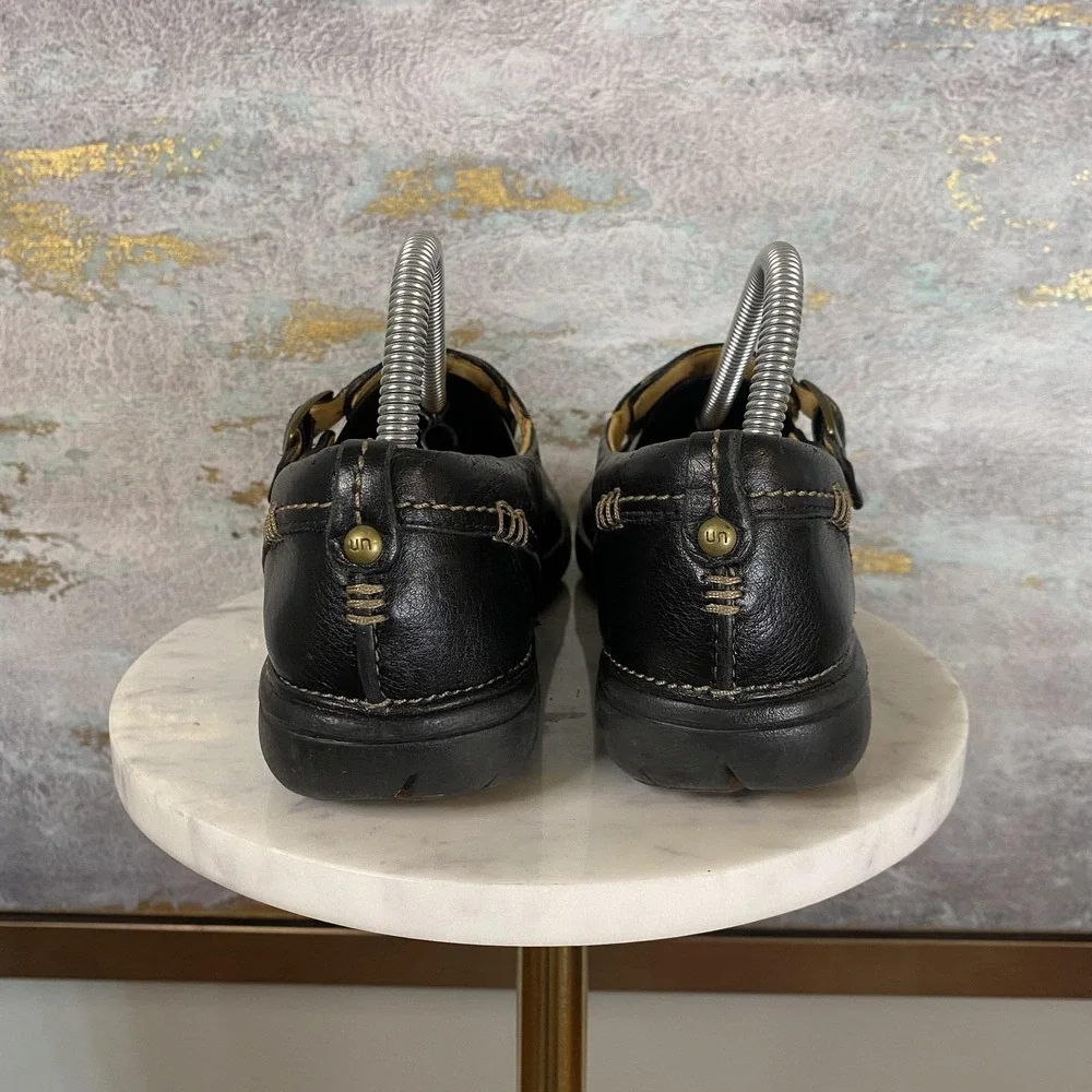 Clarks Unstructured Shoes Womens Size 9 Black Leather Mary Jane Comfort Flats